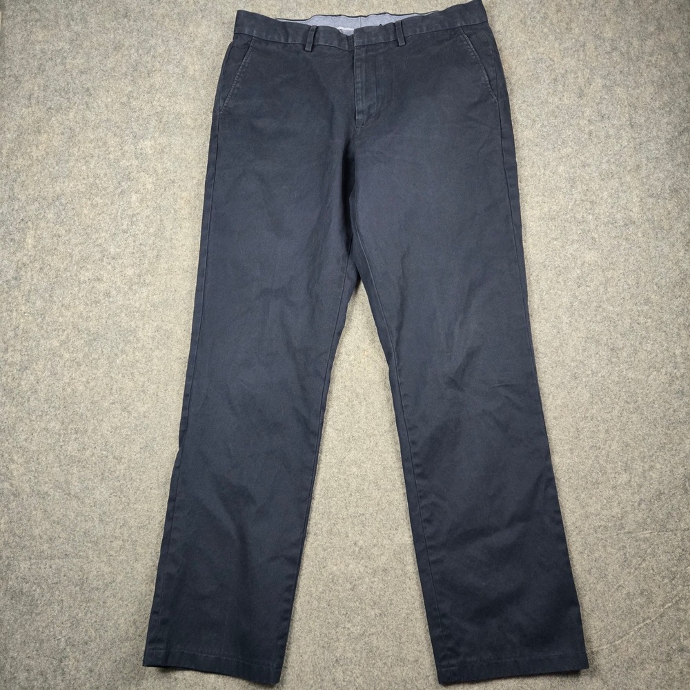 J.Crew Bowery Chino Pants Mens 34x32 Navy Blue Slim Fit Cotton Dress Trousers